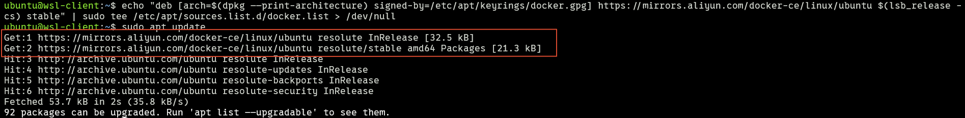 添加Docker软件仓库并更新